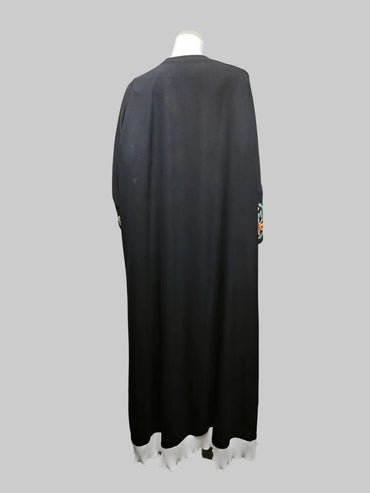 Black Floral Embroidered Abaya for Everyday Wear, product view 2 2