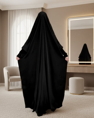 Black Solid Jilbab for Everyday Wear, product view 2 2