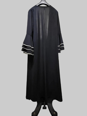 Black Beaded Open Abaya for Eid, product view 2 2