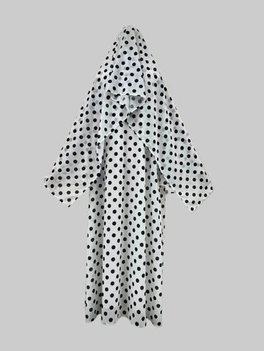 Polka Dot Chiffon Abaya and Hijab Set, product view 9 2