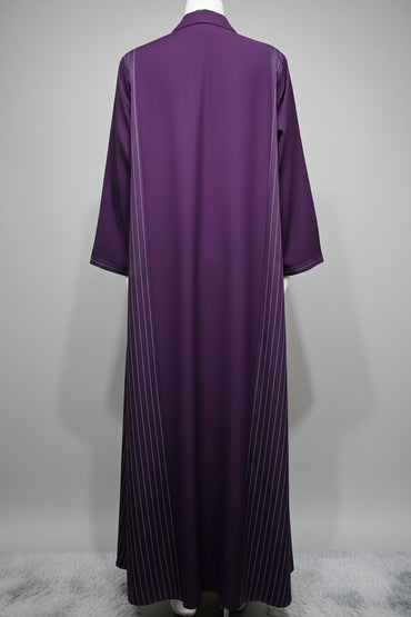 Purple Striped Open Abaya for Eid, product view 4 2