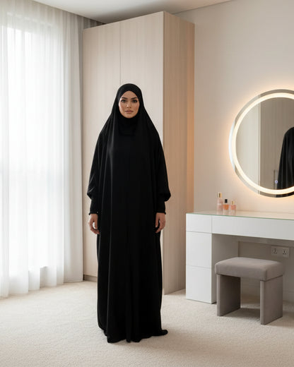 Black Solid Jilbab for Everyday Wear, product view 5 5