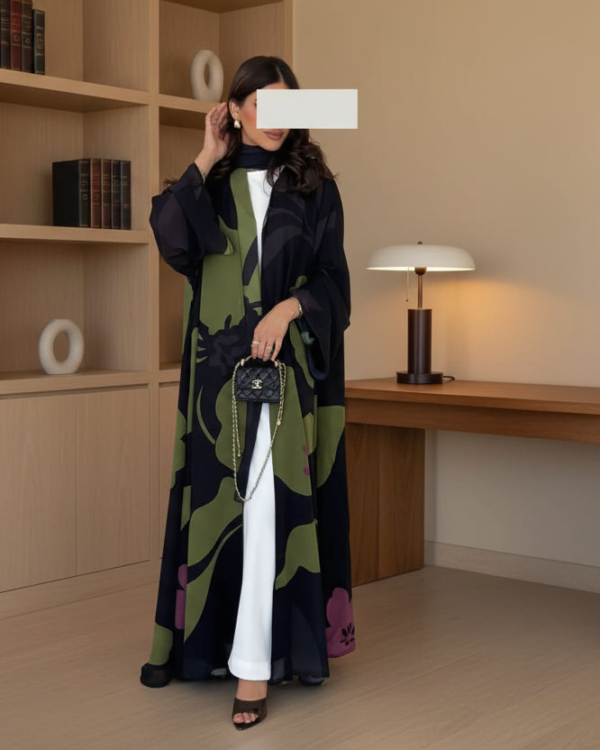 Green Chiffon Maxi Dress and Hijab Set, product view 3