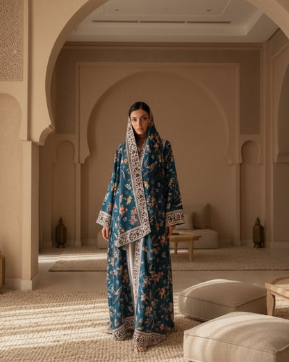 Floral Open Abaya for Layering, product view 9 9
