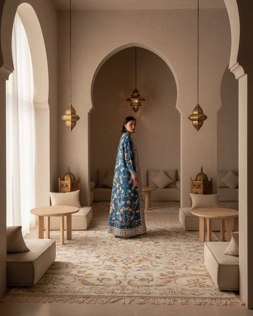 Floral Open Abaya for Layering, product view 8