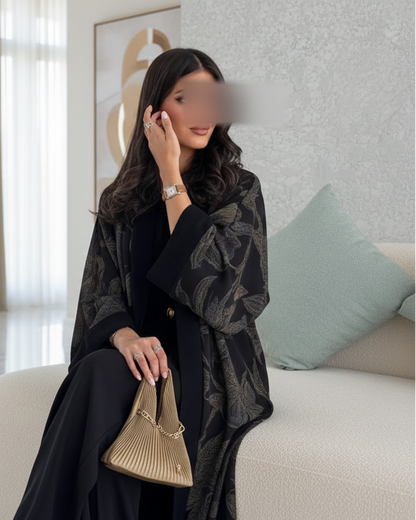 Set Abaya dan Hijab Sifon Hitam — imej produk 4