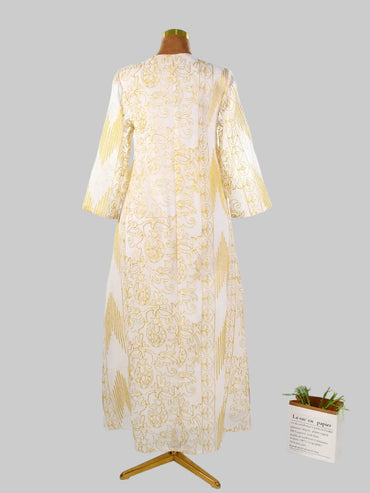 Apricot embroidered sequin modest maxi dress 2