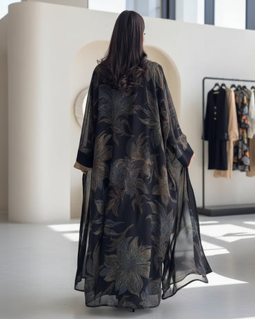 Set Abaya dan Hijab Sifon Hitam — imej produk 2