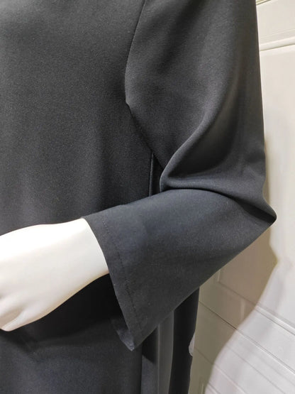 Black Floral Embroidered Jilbab for Layering, product view 5 5
