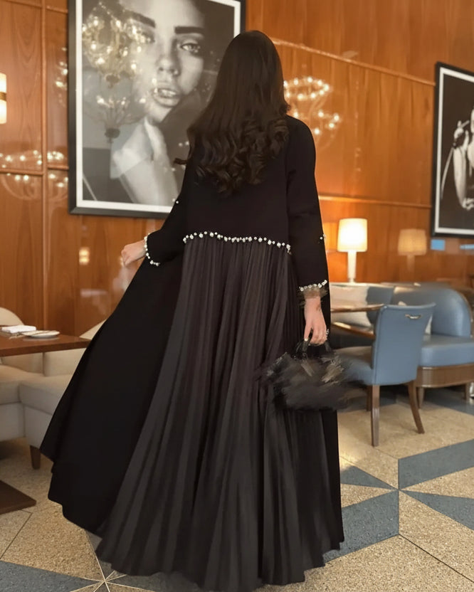 Black Pearl-Embellished Modest Maxi Dress for Eid, product view 6