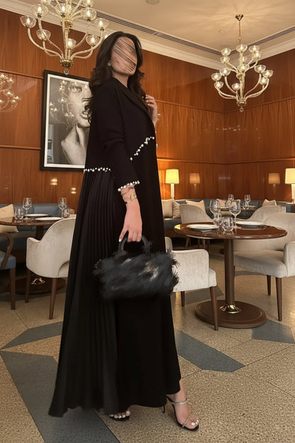 Black Pearl-Embellished Modest Maxi Dress for Eid, product view 7 7