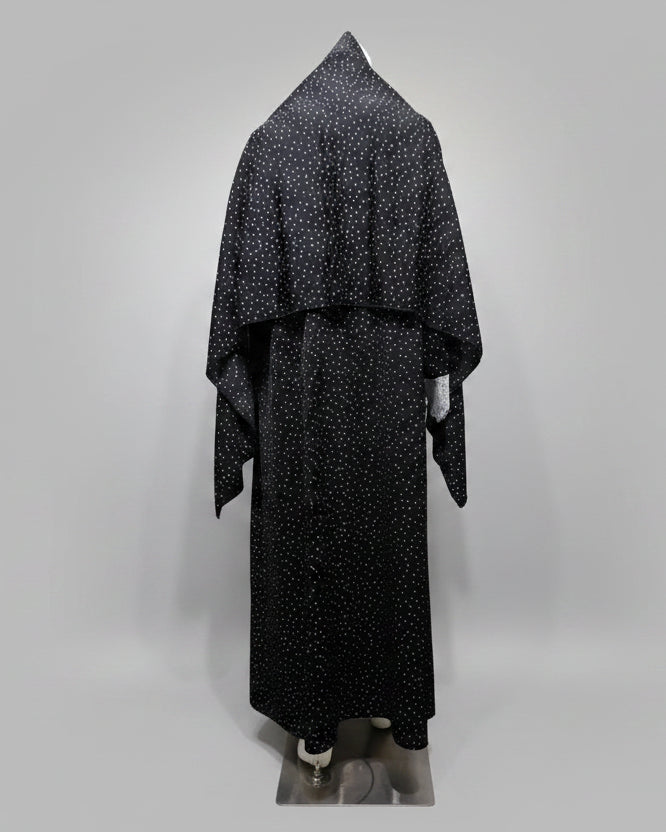 Black Polka Dot Lace-Trim Maxi Dress and Hijab Set, product view 2