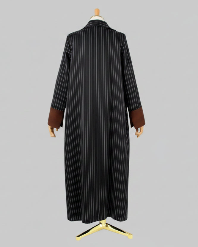 Black Striped Open Abaya for Eid, product view 2