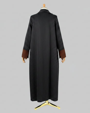 Black Striped Open Abaya for Eid, product view 2 2
