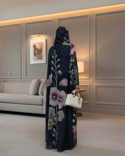 Blue Floral Kaftan and Hijab Set, product view 3 3