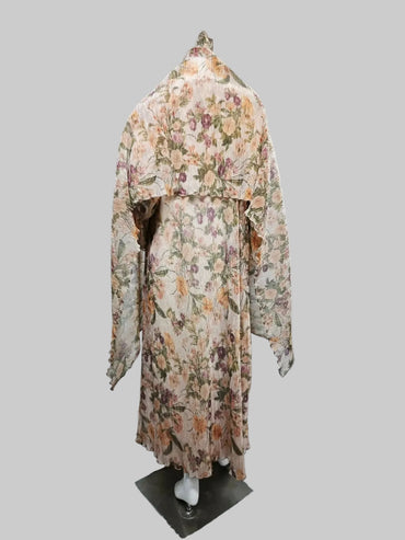 Brown Pleated Open Abaya for Layering, product view 2 2