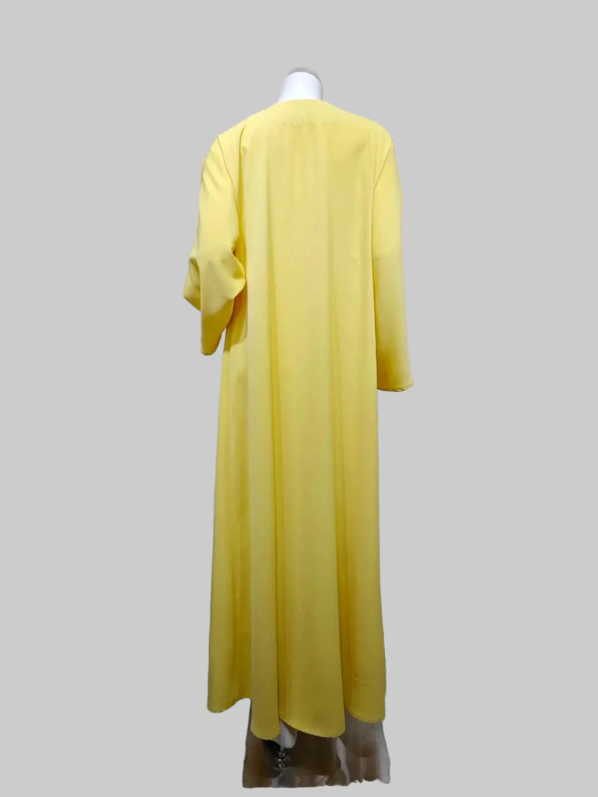 Yellow Contrast-Trim Open Abaya for Everyday Wear, product view 5