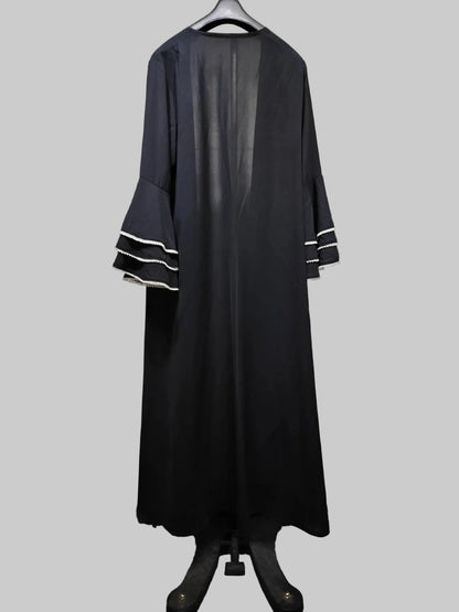 Black Beaded Open Abaya for Eid, product view 2 2