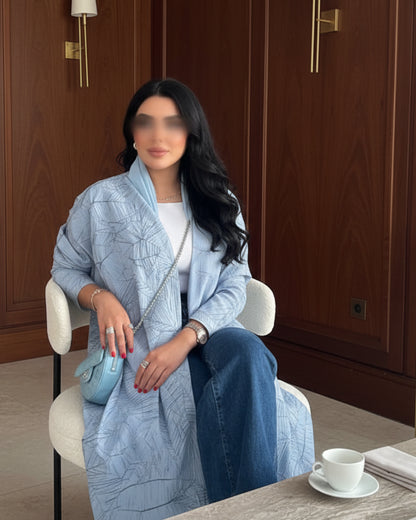 Contrast-Trim Open Abaya for Layering, product view 6 6