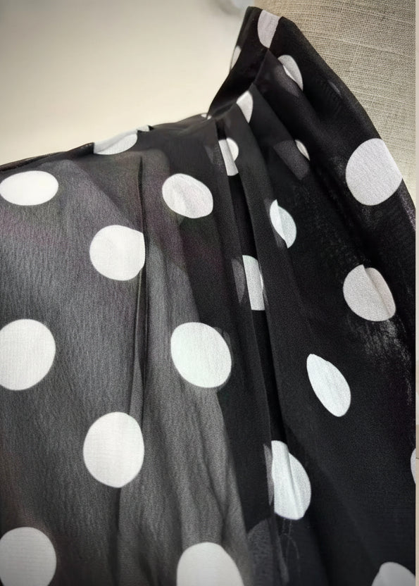Polka Dot Chiffon Abaya and Hijab Set, product view 8