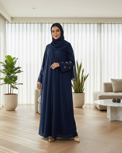 Embroidered Kaftan and Hijab Set, product view 1 1