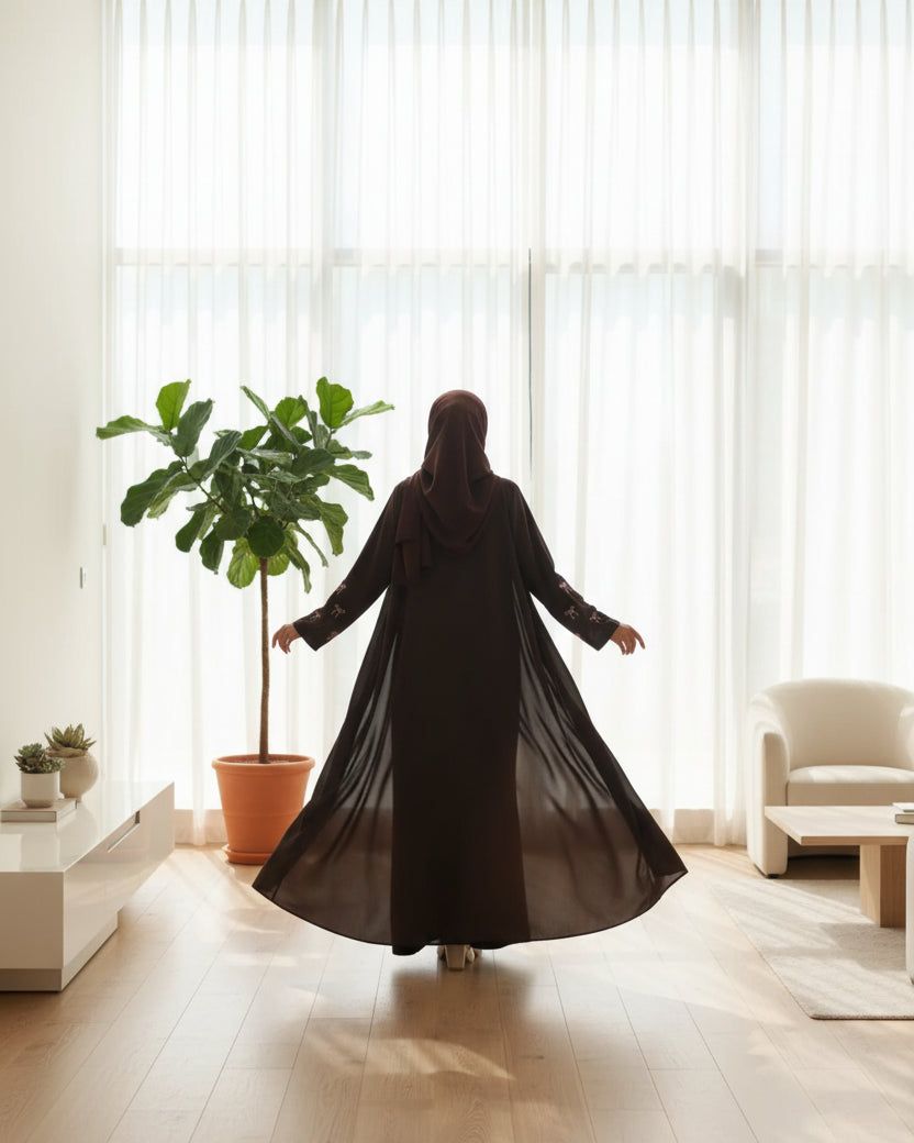 Embroidered Kaftan and Hijab Set, product view 5