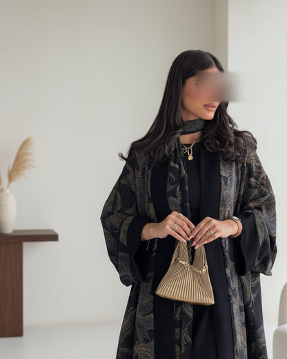 Set Abaya dan Hijab Sifon Hitam — imej produk 5