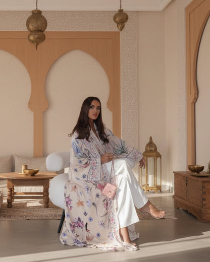 Floral Open Abaya for Layering, product view 1 1