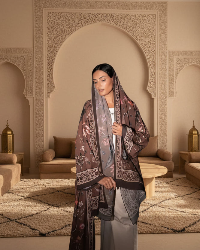 Floral Open Abaya for Layering, product view 4 4