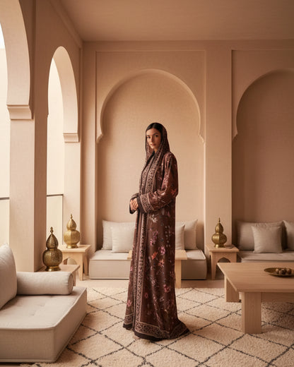 Floral Open Abaya for Layering, product view 6 6