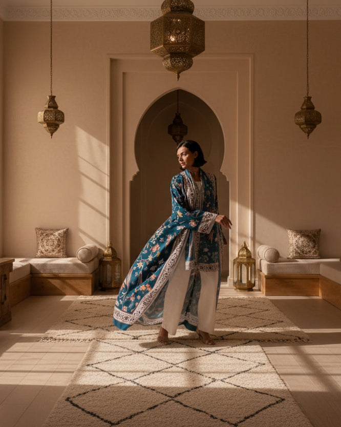 Floral Open Abaya for Layering, product view 7
