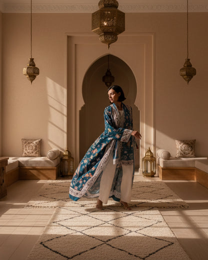 Floral Open Abaya for Layering, product view 7 7