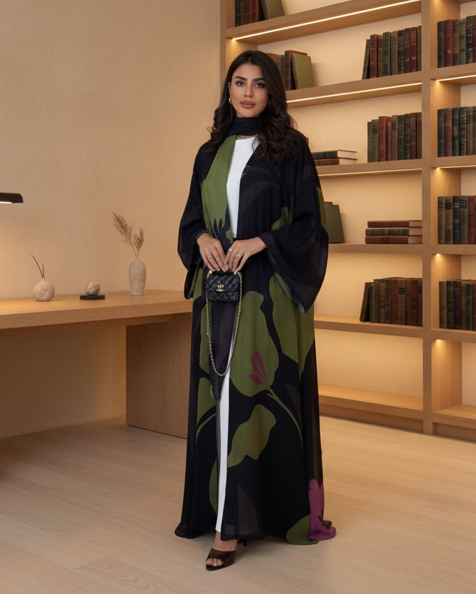 Green Chiffon Maxi Dress and Hijab Set, product view 5