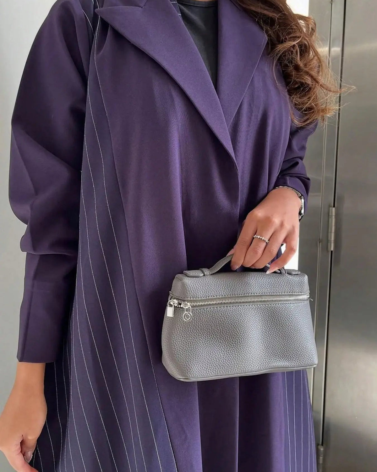 Purple Striped Open Abaya for Eid, product view 5