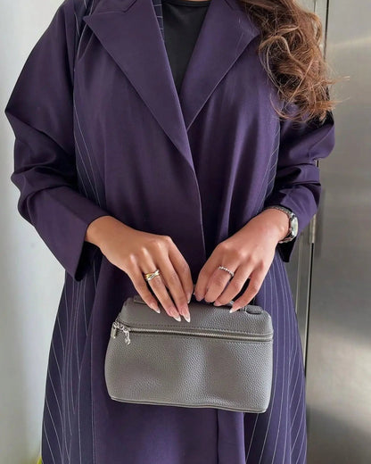 Purple Striped Open Abaya for Eid, product view 7 7