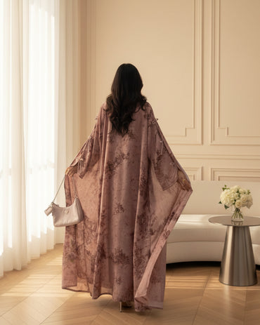 Tie-Dye Abaya and Hijab Set for Everyday Wear, product view 2 2