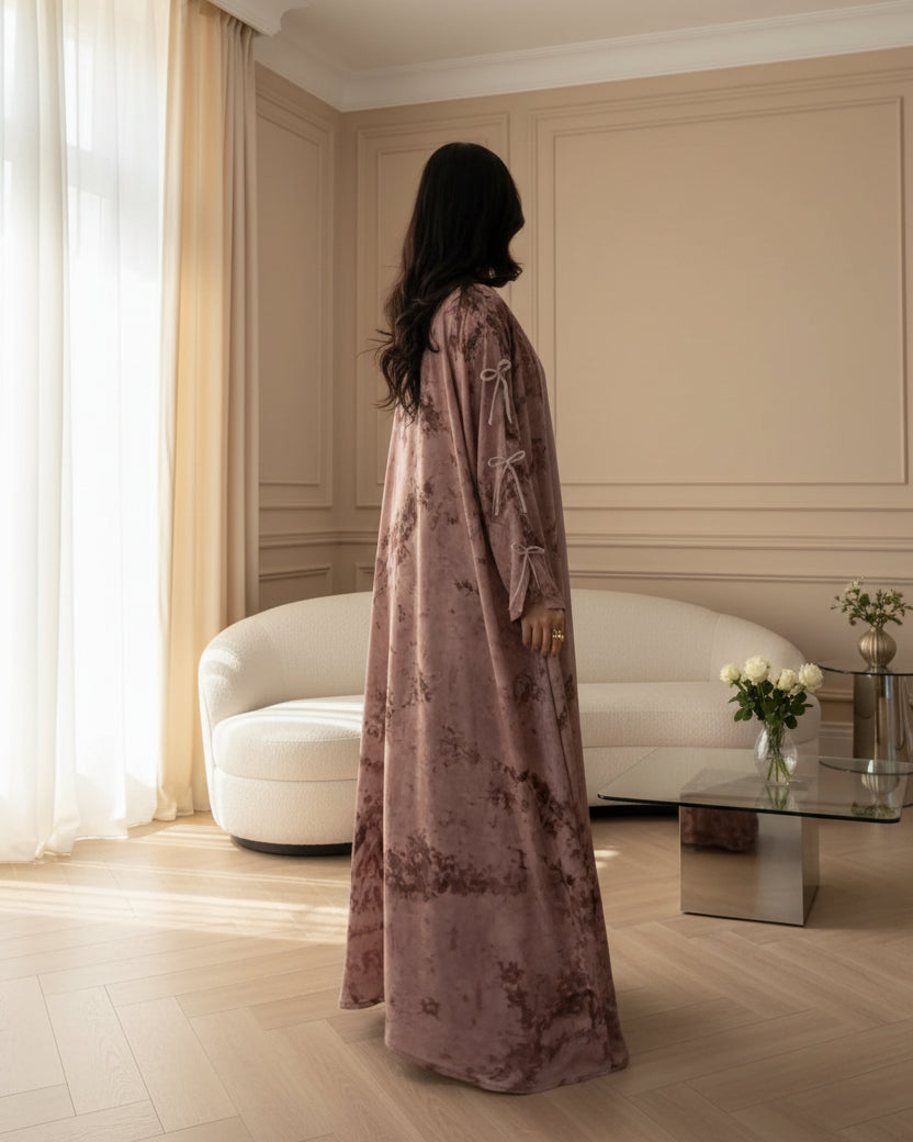 Tie-Dye Abaya and Hijab Set for Everyday Wear, product view 3