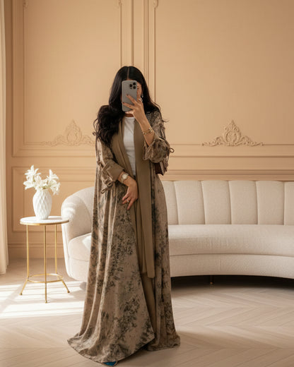 Tie-Dye Abaya and Hijab Set for Everyday Wear, product view 7 7