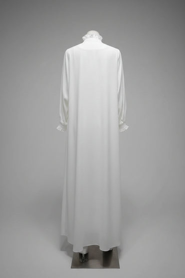 White Ruffled Open Abaya for Everyday Wear, product view 2 2