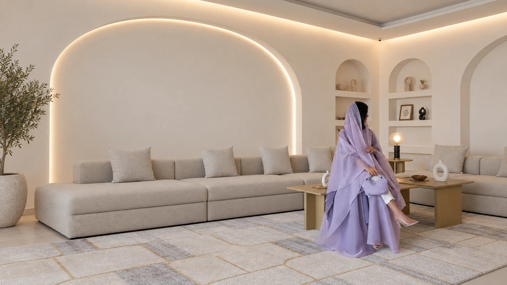 Mauve sheer-layer open abaya